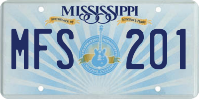 MS license plate MFS201
