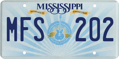 MS license plate MFS202