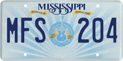 MS license plate MFS204