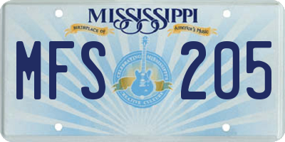 MS license plate MFS205