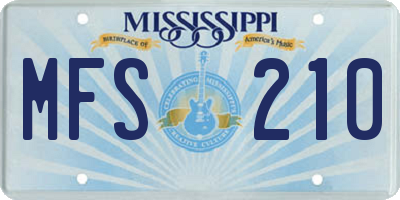 MS license plate MFS210