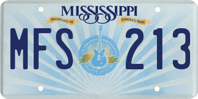 MS license plate MFS213