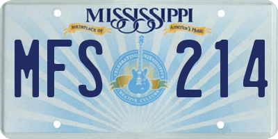 MS license plate MFS214