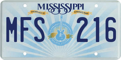 MS license plate MFS216