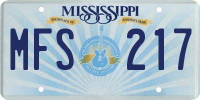 MS license plate MFS217