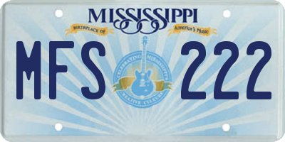 MS license plate MFS222