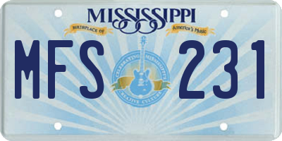 MS license plate MFS231