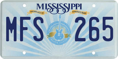 MS license plate MFS265