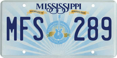 MS license plate MFS289