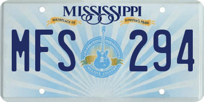 MS license plate MFS294