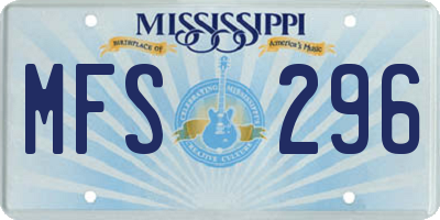 MS license plate MFS296