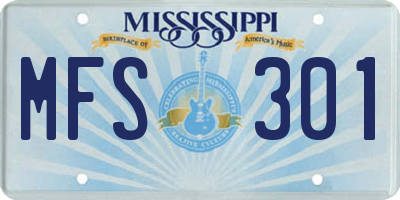MS license plate MFS301