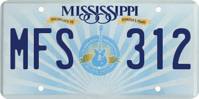 MS license plate MFS312