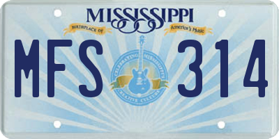 MS license plate MFS314