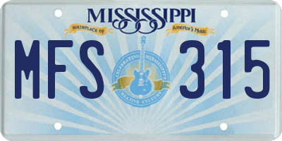 MS license plate MFS315