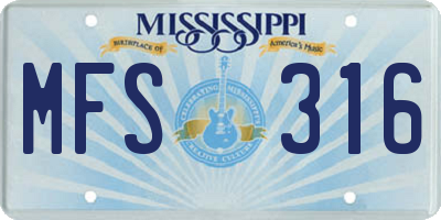 MS license plate MFS316