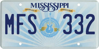 MS license plate MFS332
