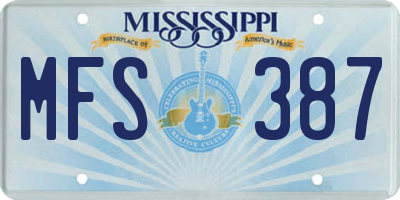 MS license plate MFS387