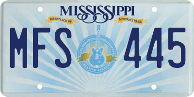 MS license plate MFS445