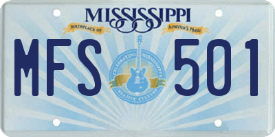 MS license plate MFS501