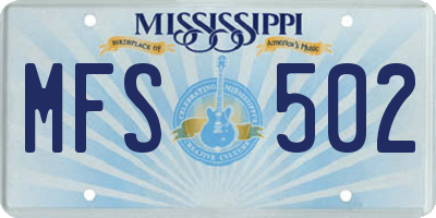 MS license plate MFS502