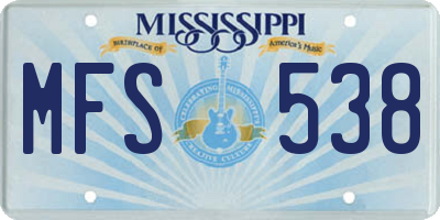MS license plate MFS538