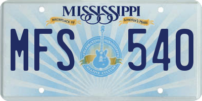 MS license plate MFS540
