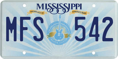 MS license plate MFS542