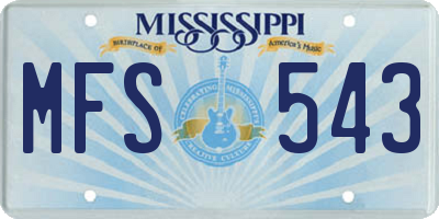 MS license plate MFS543