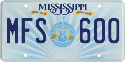 MS license plate MFS600