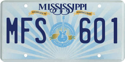 MS license plate MFS601