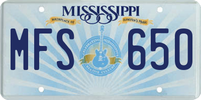 MS license plate MFS650