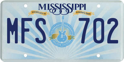 MS license plate MFS702
