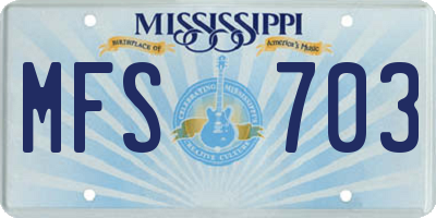 MS license plate MFS703