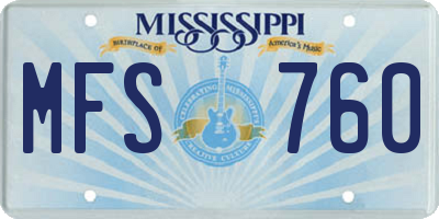 MS license plate MFS760