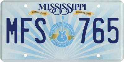 MS license plate MFS765