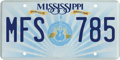 MS license plate MFS785