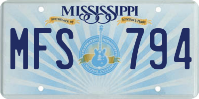 MS license plate MFS794