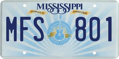 MS license plate MFS801