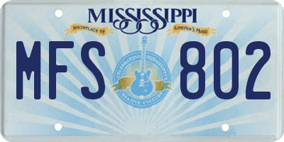 MS license plate MFS802