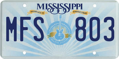 MS license plate MFS803