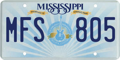 MS license plate MFS805