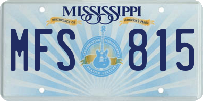 MS license plate MFS815