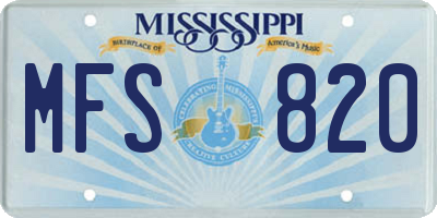 MS license plate MFS820
