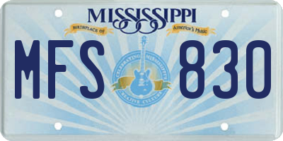 MS license plate MFS830