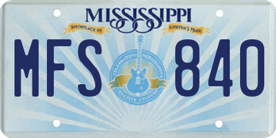 MS license plate MFS840