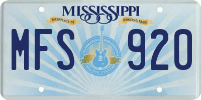 MS license plate MFS920