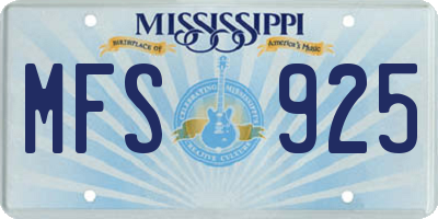 MS license plate MFS925