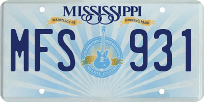 MS license plate MFS931