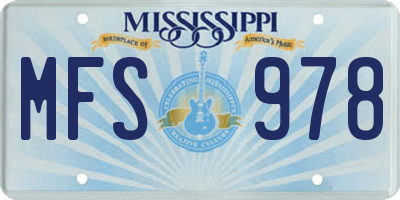 MS license plate MFS978